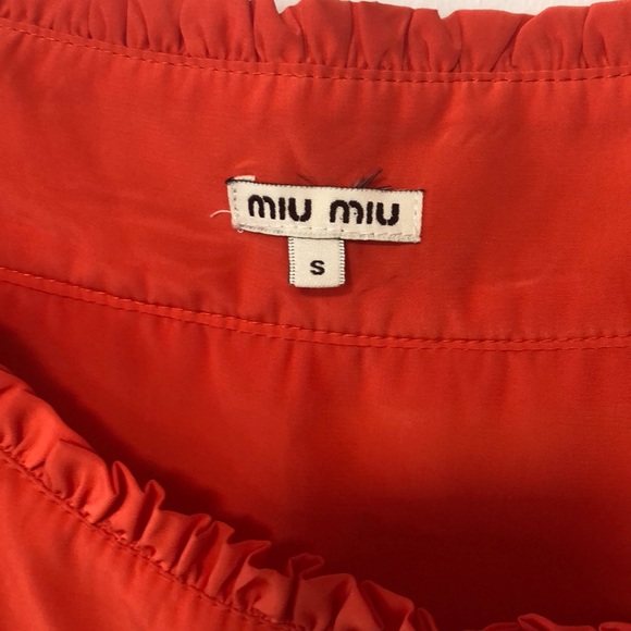 Miu miu orange top ruffle sleeveless in tangerine orange bow detail - Picture 3 of 5